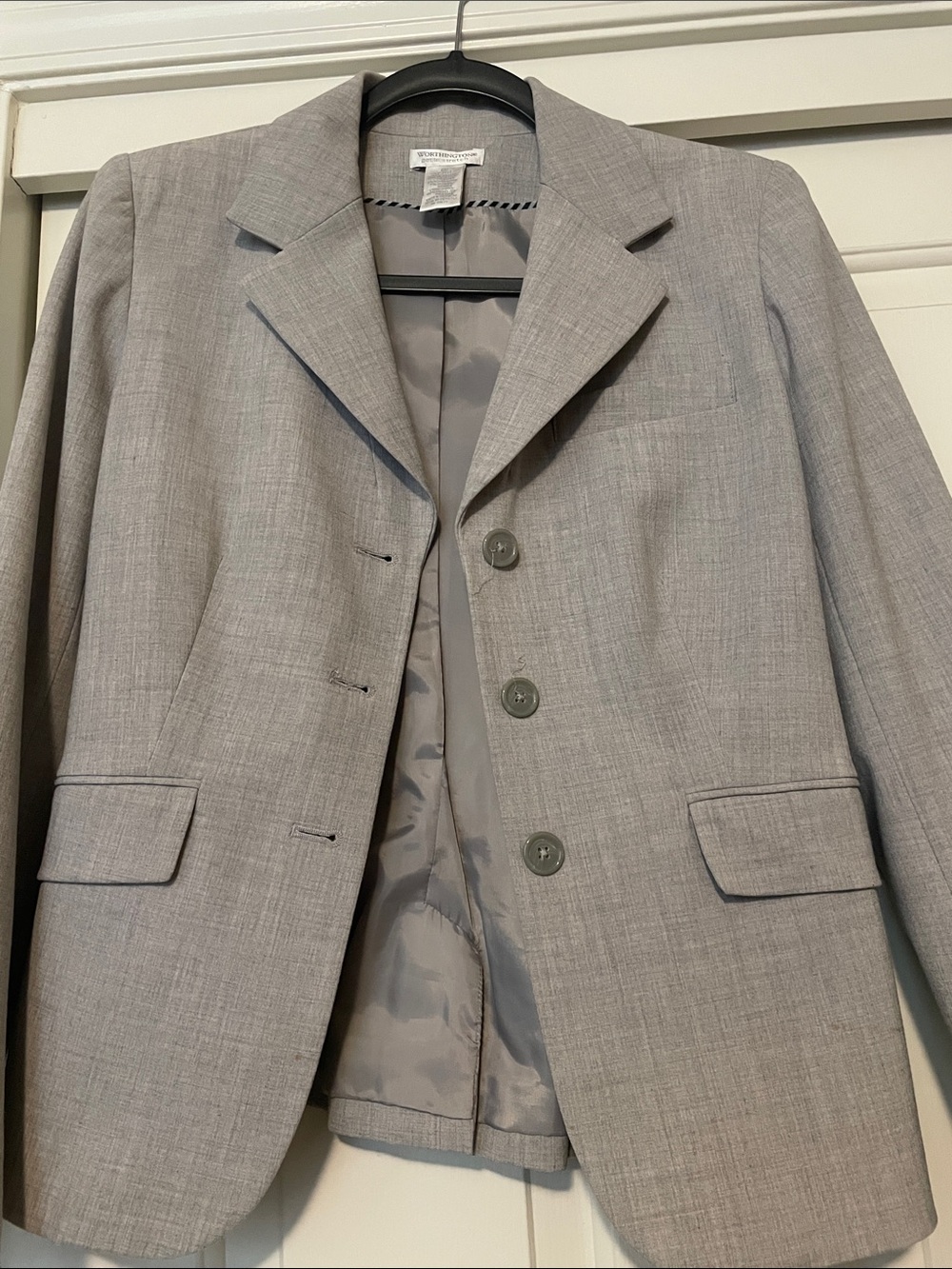 Worthington Light Gray Women's Blazer - Tailored Single-Breasted